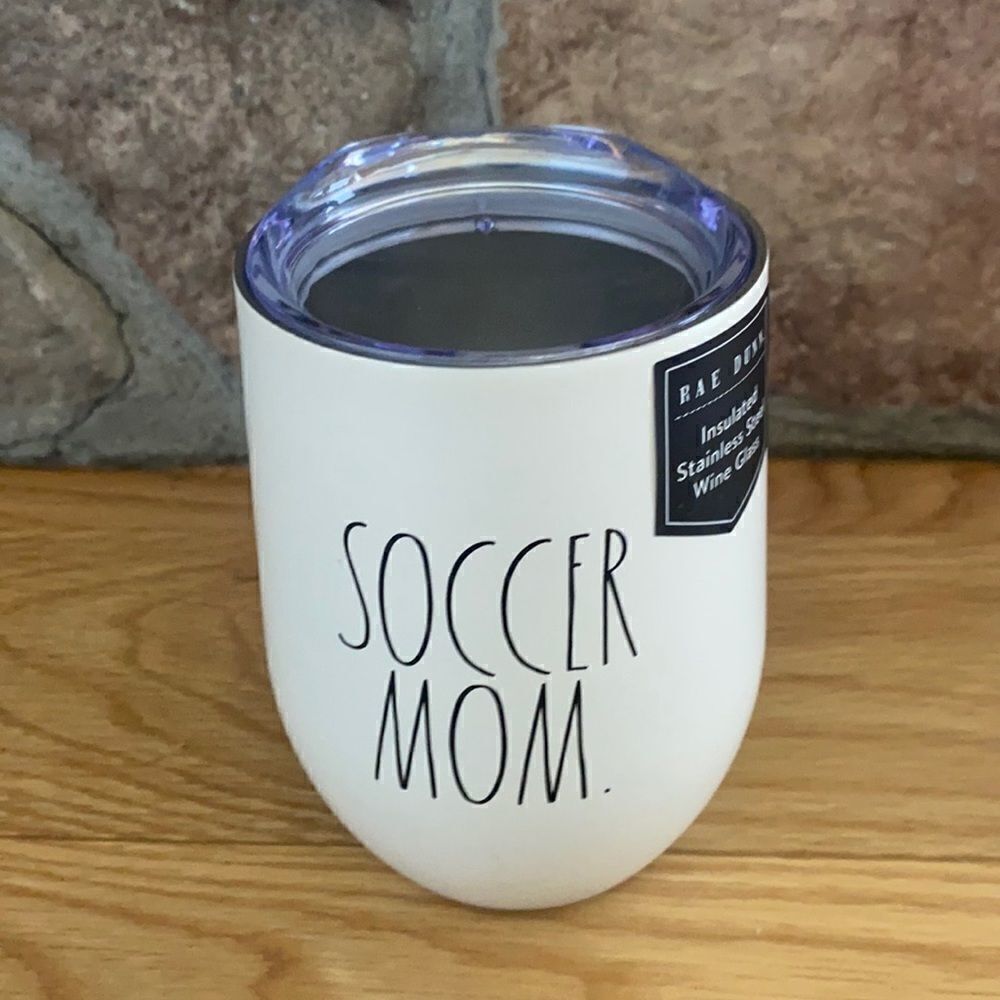 Rae Dunn Soccer Mom Stainless Steel Wine Mug. NEW